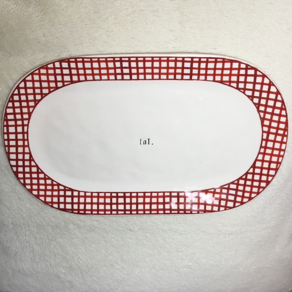 💗SOLD💗 Rae Dunn EAT Red Checkered Serving Platter New